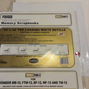 Pioneer 12 x12 Top Loading White Memory Book Refill Pages (5 Sheets plus 3 ) NEW